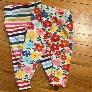 Floral and Striped Kids cropped Leggings Hanna Andersson and Lands End 4t
